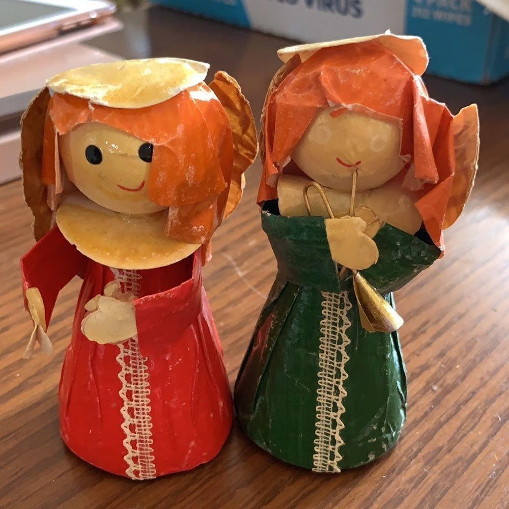 ‎Two Vtg paper angel Christmas tree ornaments - Picture 7 of 8